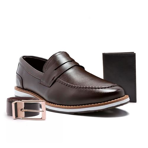 Kit Sapato Social Derby Masculino Franshoes Café c... - FRANSHOES