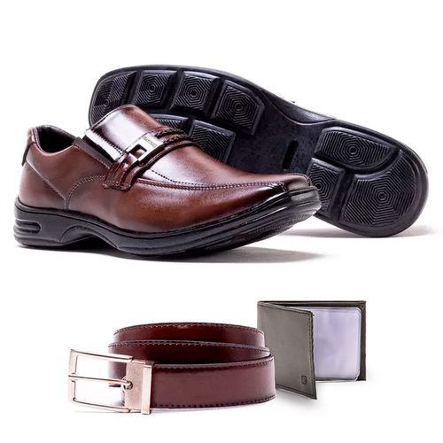 Kit Sapato Social Leafly em Elástico + Cinto + Por... - FRANSHOES