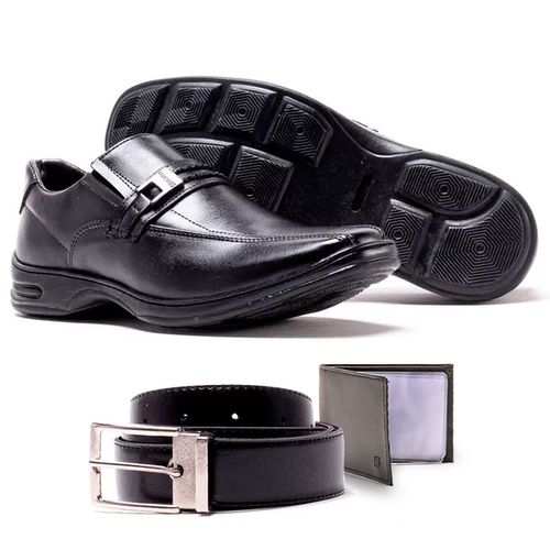 Kit Sapato Social Leafly em Elástico + Cinto + Por... - FRANSHOES