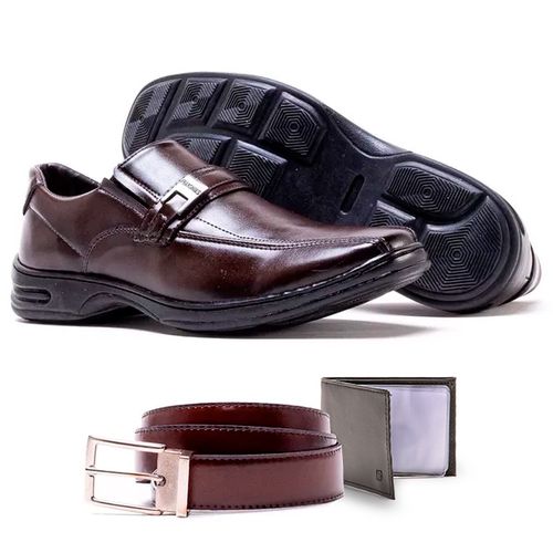 Kit Sapato Social Leafly em Elástico + Cinto + Por... - FRANSHOES