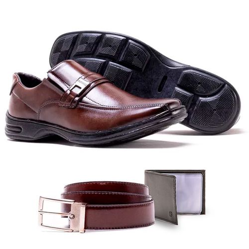 Kit Sapato Social Leafly em Elástico + Cinto + Por... - FRANSHOES