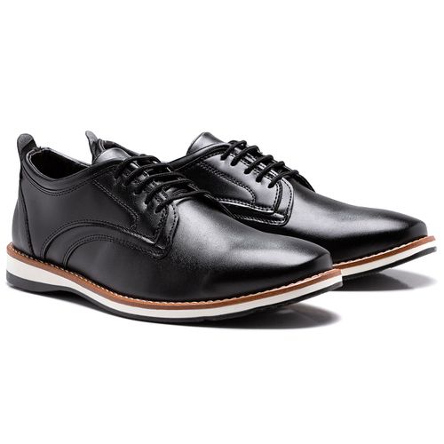 Sapato Derby Bold Recortes e Atacador - Preto - FRANSHOES