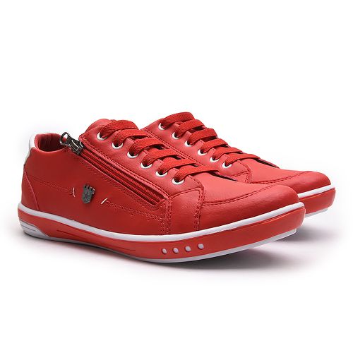 Sapatenis Masculino Franshoes Calce Facil Vermelho... - FRANSHOES