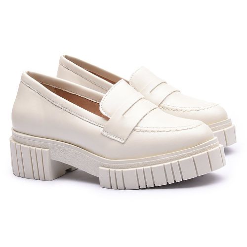 Mocassim Franshoes Feminino Tratorado Off White - FRANSHOES