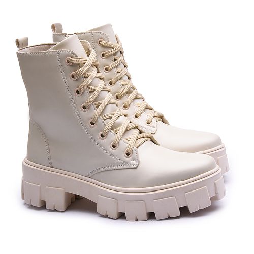 Coturno Molly Feminino Off White com Atacador - FRANSHOES