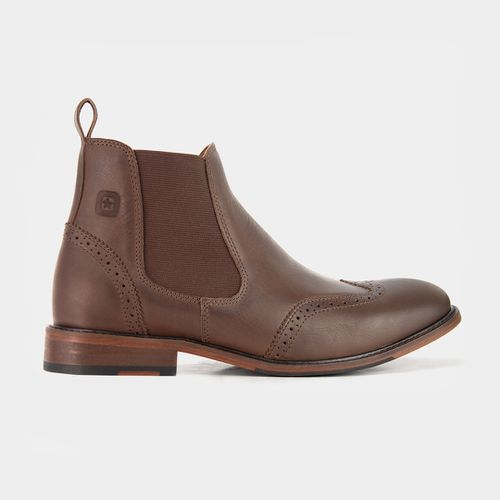 Botina Chelsea Brogue Conhaque