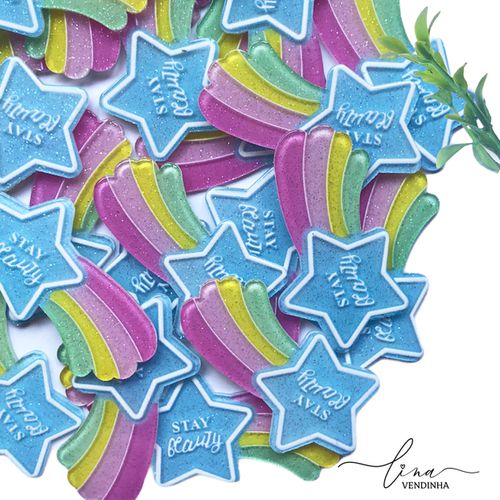 Estrela Cadente Acrílico Glitter (2Uni.) - VENDINHA LINA