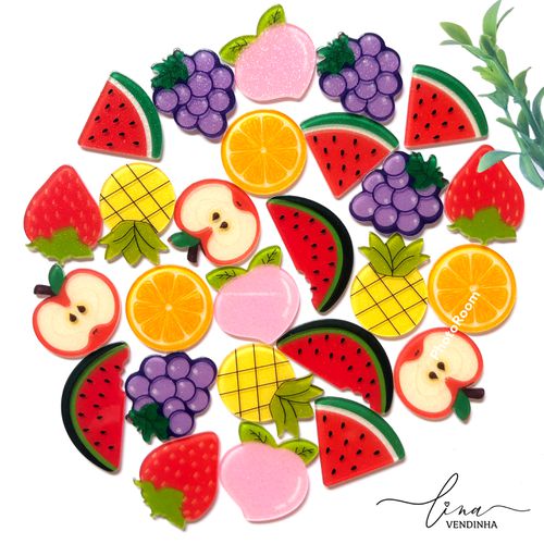 Frutas Acrílico Glitter 4cm (2Uni.) - VENDINHA LINA