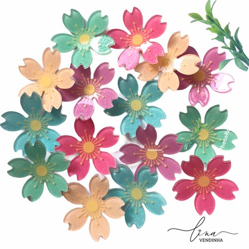 Flor Côncava Acrílico Glitter (2Uni.) - VENDINHA LINA