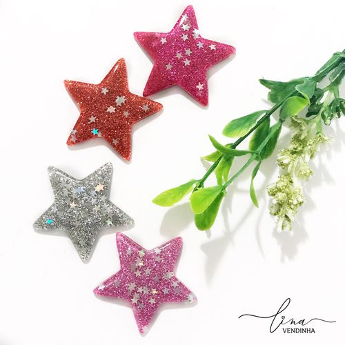 Estrela A. Glitter Estrelas 4cm (2Uni.) - VENDINHA LINA