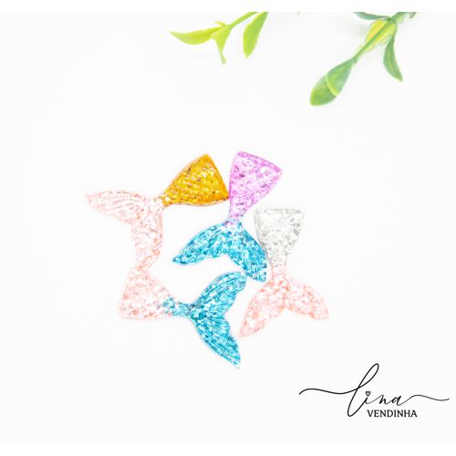 Calda de Sereia Acrílico Glitter (2Uni) 4cm - VENDINHA LINA