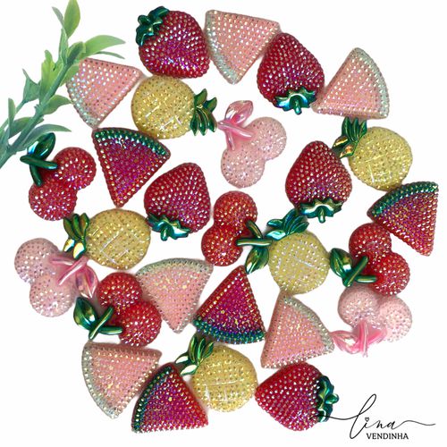 Frutinhas Sextavadas Holográfica (2Uni.) - VENDINHA LINA