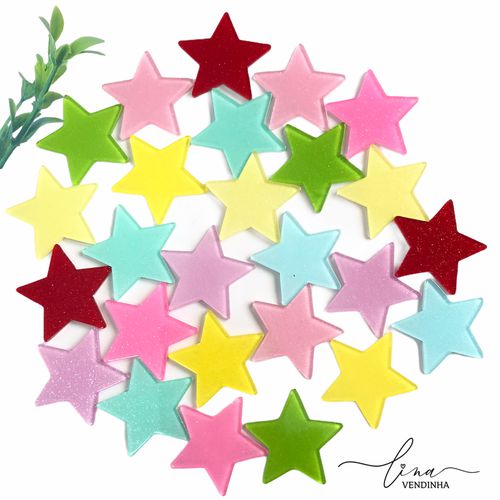 Estrela Acrílico Glitter (3,5cm) (2Uni.) - VENDINHA LINA