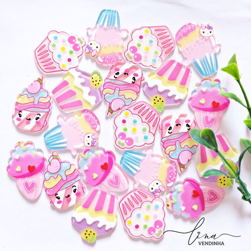 Cupcakes Acrílico Glitter (4Uni.) - VENDINHA LINA