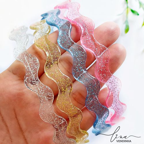 Tiara Glitter Ondas (4Uni.) - VENDINHA LINA