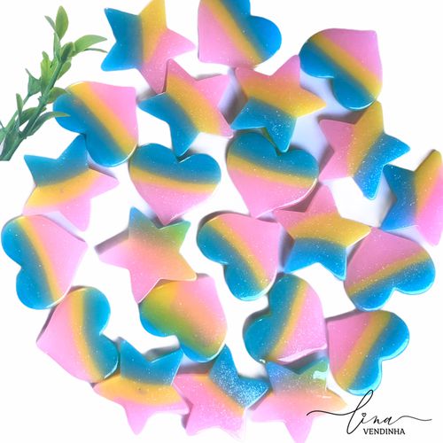 Acrílico Coração/ Estrela Colorido (2Uni.) - VENDINHA LINA