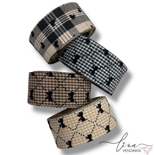 Fita Xadrez Laço/Coração (38MM) - VENDINHA LINA