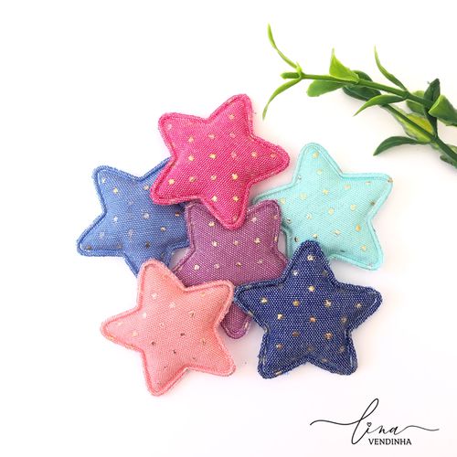 Estrelas Tecido Poá (2 unid) - VENDINHA LINA