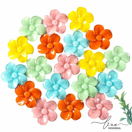 Florzinha Acrílica Glitter (2Uni.) - VENDINHA LINA