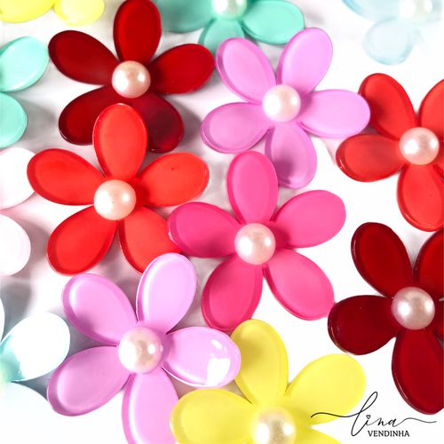 Florzinha Acrílica com pérola (2Uni.) - VENDINHA LINA