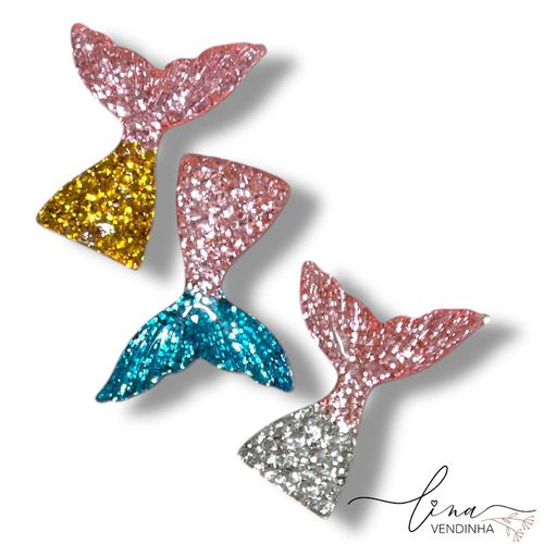 Calda de Sereia Acrílico Glitter 7cm (2 unid) - VENDINHA LINA