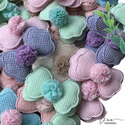 Lacinho Tecido com Pompom (2 unid) - VENDINHA LINA