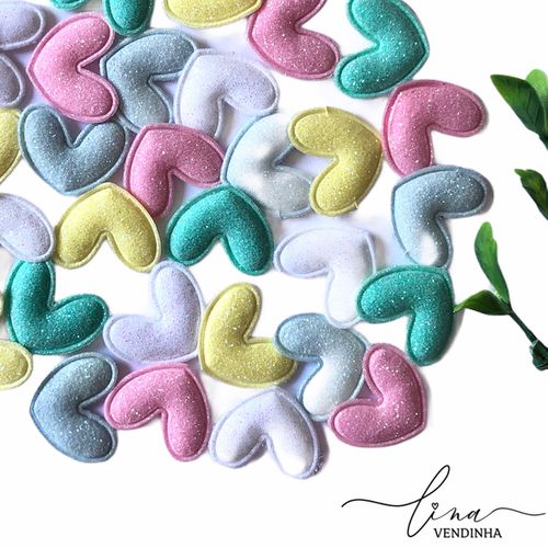 Mini Coração Glitter (10 unid) - VENDINHA LINA