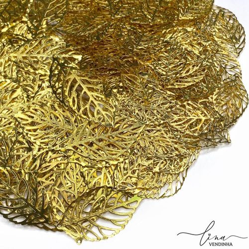 Folha Dourada com Furo (6Uni.) - VENDINHA LINA