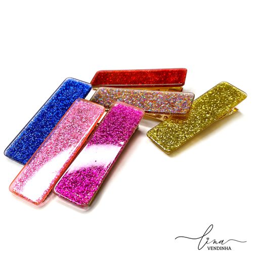 Bico de Pato Retangular Glitter Resina - VENDINHA LINA