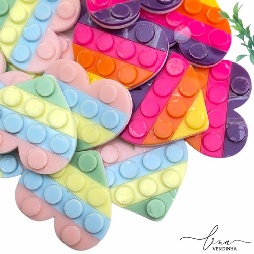 Coração Acrílico 3D POP IT 5CM (2Uni.) - VENDINHA LINA