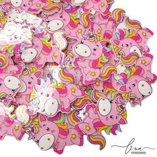 Unicórnio Acrílico Glitter Chifre Colorido (2Uni.)... - VENDINHA LINA
