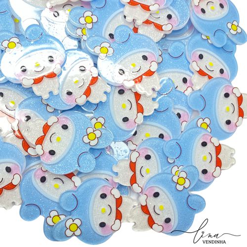 Coelho Acrílico Glitter Azul (2Uni.) - VENDINHA LINA