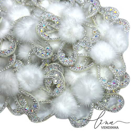 Orelhas Coelho Strass Pompom (2 Unid.) - VENDINHA LINA