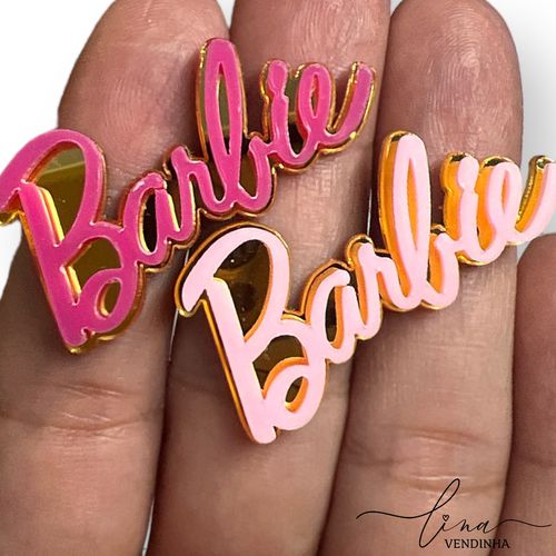 Nome Barbie Dourado Acrílico 4CM (2Uni.) - VENDINHA LINA
