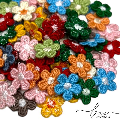 Mini Flor Bordada Colorida (10Uni.) - VENDINHA LINA