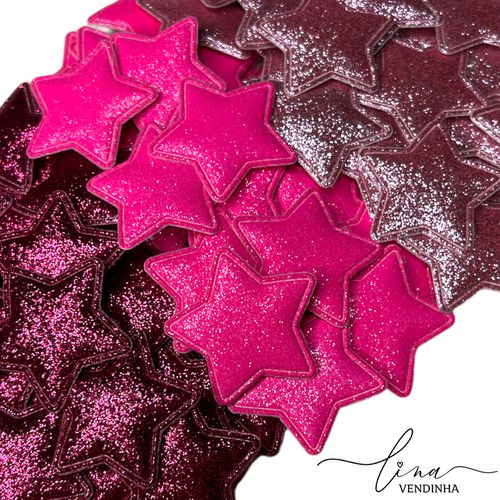 Estrela Tecido Glitter Barbie (4Uni.) - VENDINHA LINA