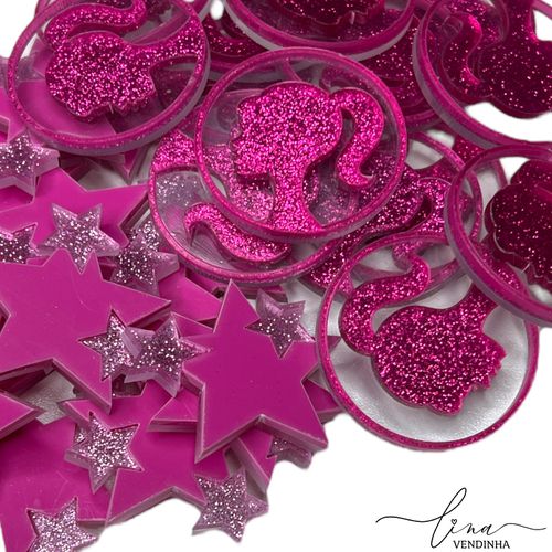 Apliques Barbie Acrílico 4CM (2Uni.) - VENDINHA LINA