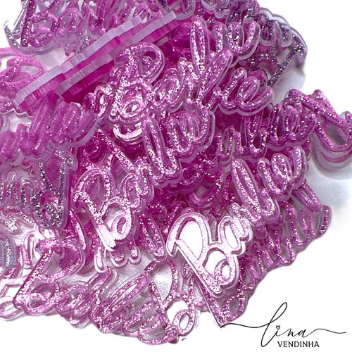 Nome Barbie Glitter Acrílico 4CM (2Uni.) - VENDINHA LINA