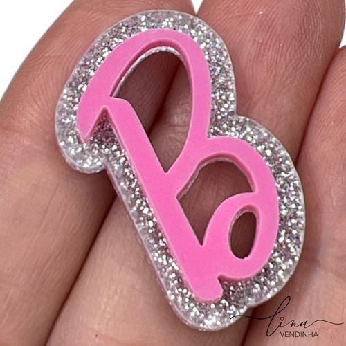 B Barbie Prata Acrílico 2,5CM (2Uni.) - VENDINHA LINA