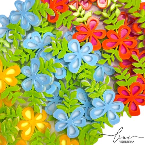 Flor Folhas Lilo e Stitch Acrílico 3CM (2Uni.) - VENDINHA LINA