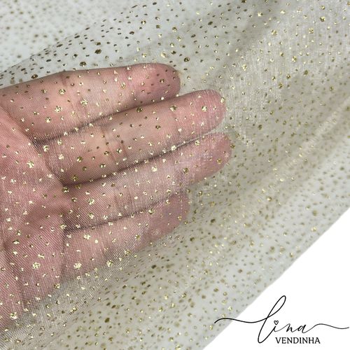 Tule Organza Purpurina Dourado - VENDINHA LINA