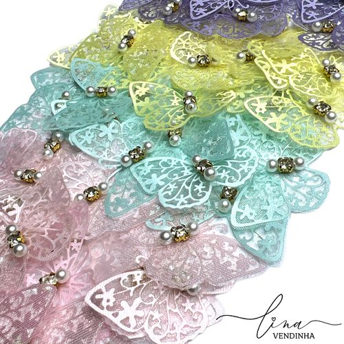 Borboleta Cetim/Organza 4CM (2Uni.) - VENDINHA LINA