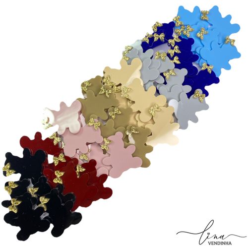 Urso Laço Acrílico 4CM (2Uni.) - VENDINHA LINA