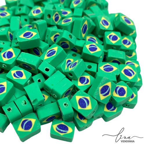 Contas Bandeiras Brasil De Fimo (30Uni.) - VENDINHA LINA