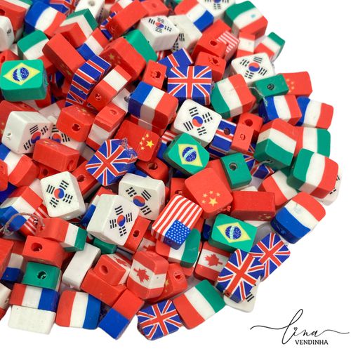 Contas Bandeiras De Fimo (30Uni.) - VENDINHA LINA