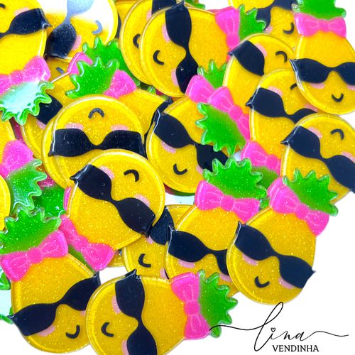 Abacaxi Óculos Acrílicos Glitter (4Uni.) - VENDINHA LINA