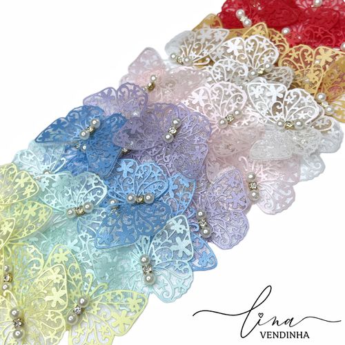 Borboleta Cetim/Organza 5,5CM (2Uni.) - VENDINHA LINA
