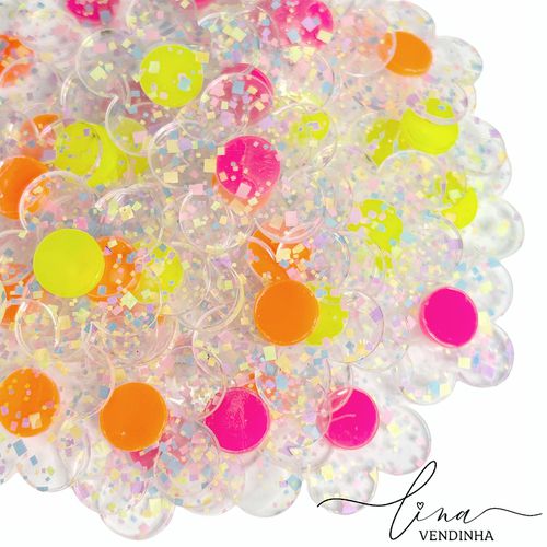 Flor Transparente Néon Acrílico (6Uni.) - VENDINHA LINA