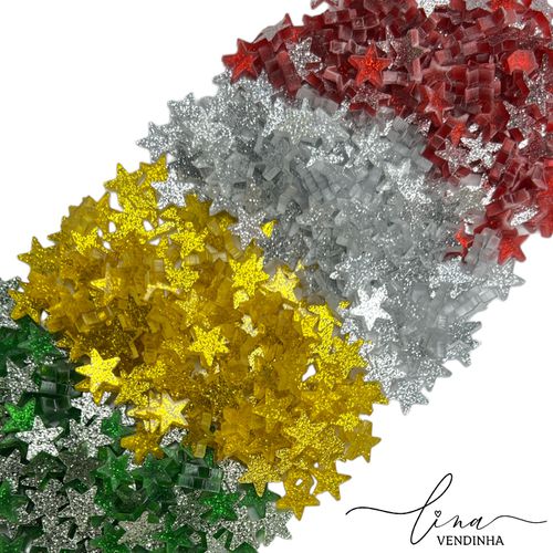 Micro Estrelas Acrílicos Glitter (10Uni.) - VENDINHA LINA