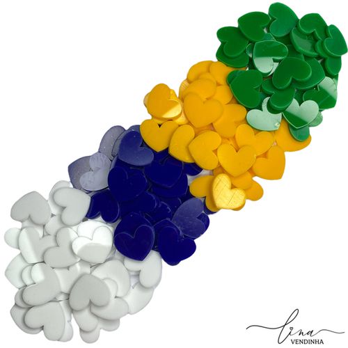 Kit Coração Acrílico Brasil 2CM (8Uni.) - VENDINHA LINA
